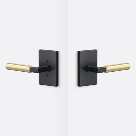 Sure-Loc Hardware Sure-Loc Hardware Levanto Privacy Rosette, Flat Black, Smooth Grip in Satin Brass LV102 FBL GRIP-SM SB